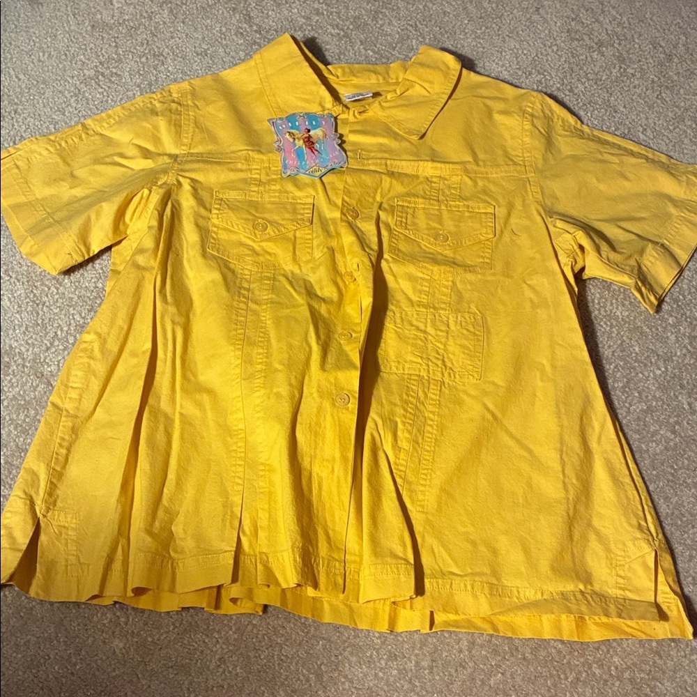 Oilily Bright Yellow Button Down Shirt.   Size  164 which equals I S 14 girls